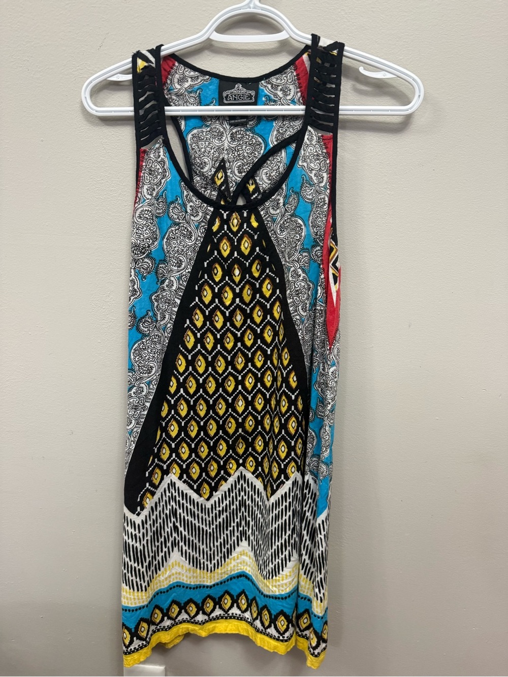 Angie Sleeveless Patterned Summer Dress in Multicolor Womens Medium